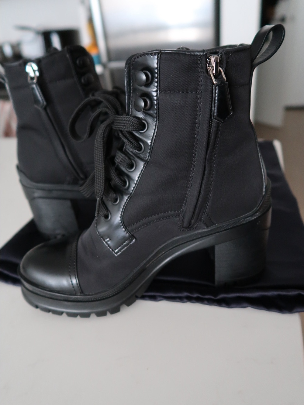 Prada Re-Nylon and Leather Combat Boot - Picture 3 of 7